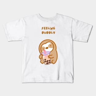 Feeling Bubbly Boba Sloth Kids T-Shirt